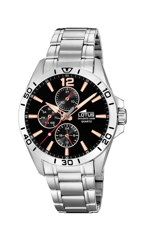 LOTUS 18812/6 Men's Chronograph Stainless Steel Silver/Black/Rose Gold, Diameter: 42 mm, Water Resistance: 5 Bar, Silver-Black-Rose Gold, Bracelet - Image 1
