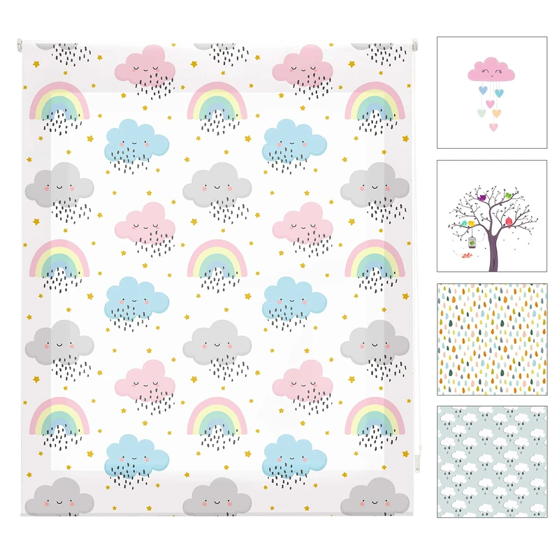 Blindecor Children's Digital | Translucent Roller Blind with Digital Print | Rainbow Model | 90 x 180 cm (W x H); Fabric Size 87 x 175 cm | Window Blinds