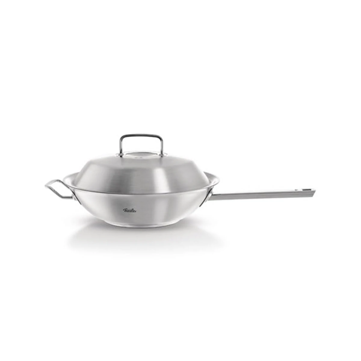 Fissler Original Profi Collection Stainless Steel Wok Pan Diameter 30 cm 4.1 litres with Metal Lid Uncoated Induction Silver