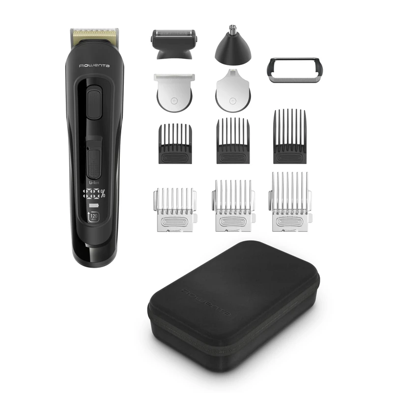 Rowenta TN9461 Selectium 12-in-1 Precision Razor | Beard Trimmer | Titanium Blades | 32 Settings | 0.5-17 mm | 120 Minutes Autonomy | Digital Battery Indicator | Includes Extensive Accessories | Black
