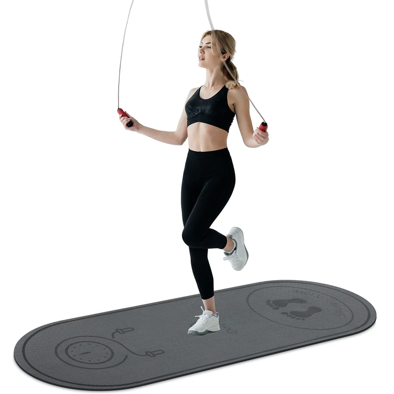 dofopo Jump Rope Mat 71''x24'' Exercise Fitness Mat, Non-Slip Indoor Outdoor Crossrope Mat, 6mm Thick High-Density Workout Jump Rope Pad for Home Gym Flooring Concrete Jumping Rope, Grey