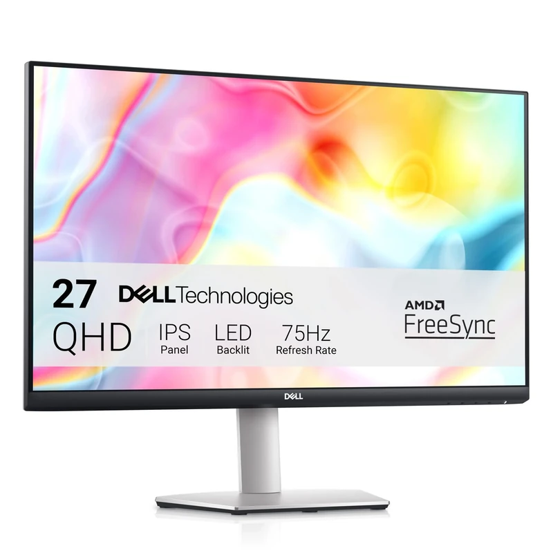 Dell S2722DC USB-C 27 Inch QHD (2560x1440) Monitor, 75Hz, IPS, 4ms, AMD FreeSync, 99% sRGB, Built-in Speakers, USB-C, 2x HDMI, 2x USB, 3 Year Warranty, Silver
