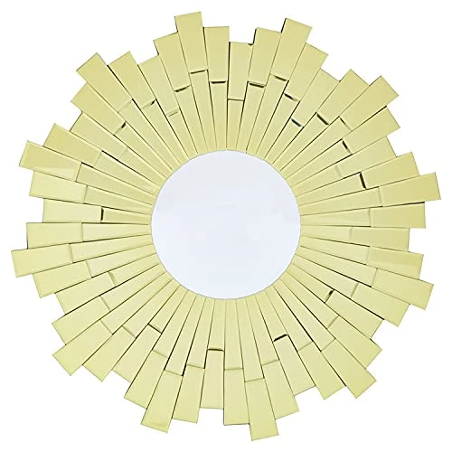 Premier Housewares Wall Mirror Bathroom/Bedroom/Hallway Wall Mounted Mirrors With Matte Gold Finish/Minimalistic Round Mirrors For Living Room 2 x 80 x 80