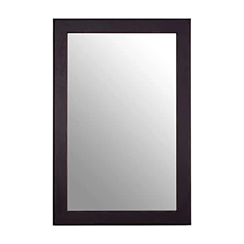 Premier Housewares Wall Mirror Bathroom/Bedroom/Hallway Wall Mounted Mirrors Subtle Grain Wall Mirror With Black Finish/Glass Mirrors For Living Room 2 x 90 x 60