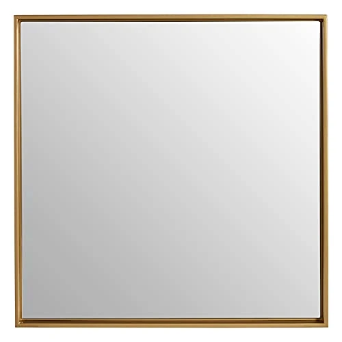Premier Housewares Wall Mirror Bathroom/Bedroom/Hallway Wall Mounted Medium Gold Mirrors/Square Minimalistic Mirrors For Living Room 4 x 42 x 42