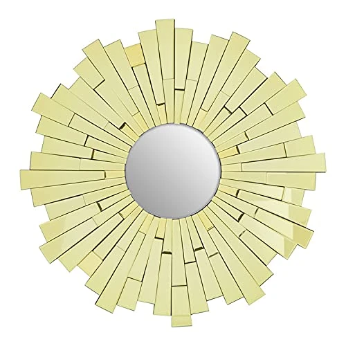 Premier Housewares Wall Mirror Bathroom/Bedroom/Hallway Wall Mounted Mirrors With Matte Gold Finish/Minimalistic Round Mirrors For Living Room 4 x 102 x 102