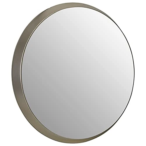 Premier Housewares Wall Mirror Bathroom/Bedroom/Hallway Wall Mounted Small Silver Mirrors/Round Minimalistic Mirrors For Living Room 4 x 44 x 44