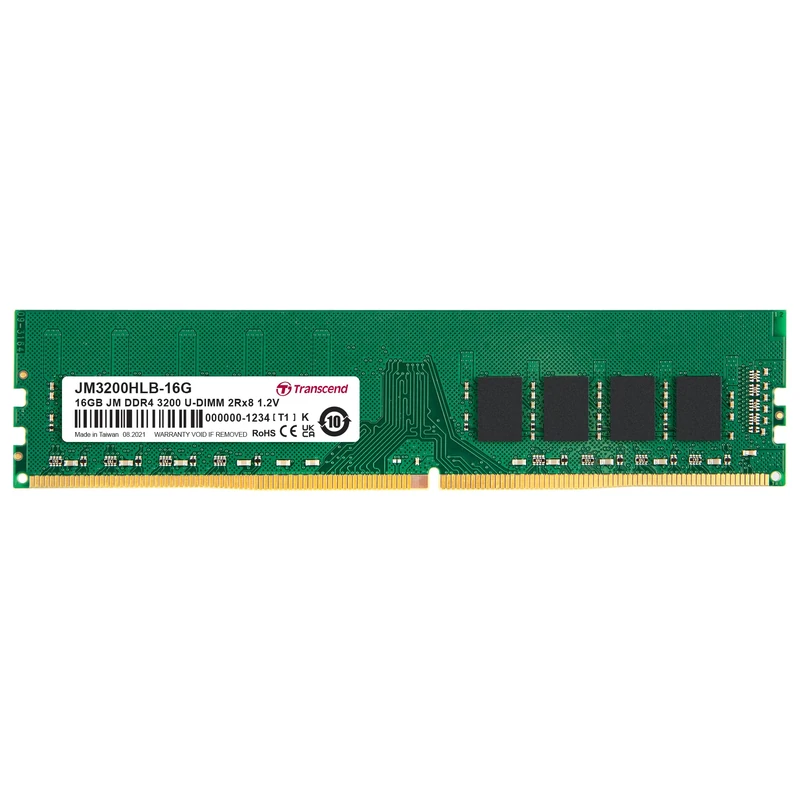 Transcend JetRam 16GB DDR4 RAM 3200MHz Unbuffered Long-DIMM 2Rx8 CL22 1.2V, JM3200HLB-16G