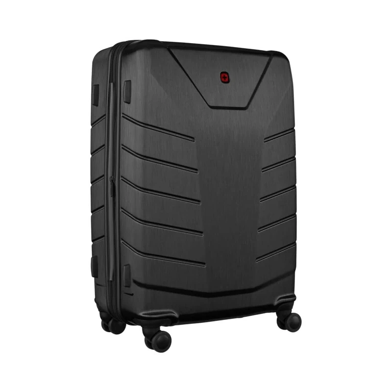 WENGER Pegasus Large Hard-Shell Suitcase with 4 Wheels, Trolley, Large, 99 (115) l, Security Lock, Women Men, Travel Vacation, Black, 610849