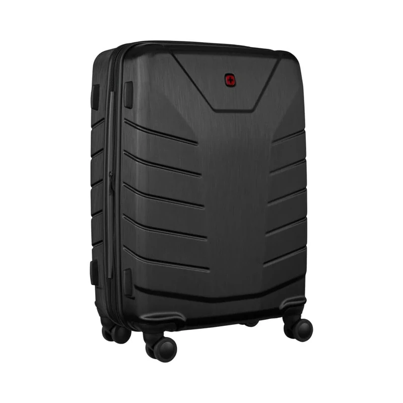 WENGER Pegasus Medium Hard-Shell Suitcase with 4 Wheels, Trolley, Medium, 66 (79) l, Security Lock, Women Men, Travel Vacation, Black, 610848