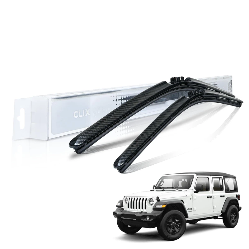Clix Wipers - Black Wiper Blades for Jeep Wrangler - All-Weather Replacement Windshield-Wipers for All Wrangler/Unlimited Models (1997-2022) - Set of 2 Blades
