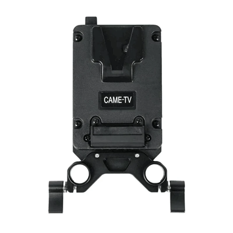 CAME-TV Mini V Mount Battery Plate with 2 D-tap Outputs and Dual 15mm Rod Clamp for V Mount/V Lock Battery - Image 1