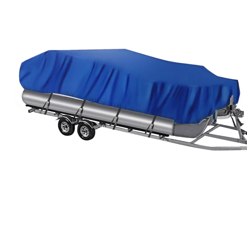 NEVERLAND Trailerable Boat Cover Waterproof Heavy Duty Marine Grade Polyester Canvas Fits Pontoon/Deck Boats (Boat Length 21-24ft, Beam Width up to 104", Blue)