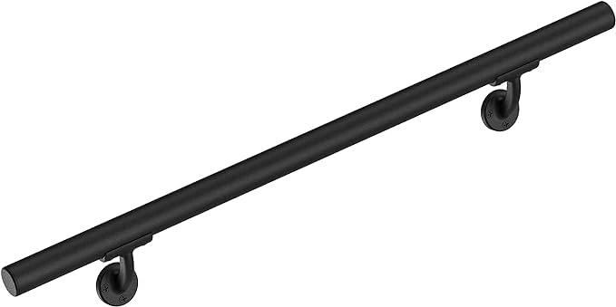 Meranti Aluminum Handrail for Indoor or Outdoor Steps and Stairs – Hand Rails for Elderly – DIY Complete Stair Railing Kit (3' Length, Black Textured)