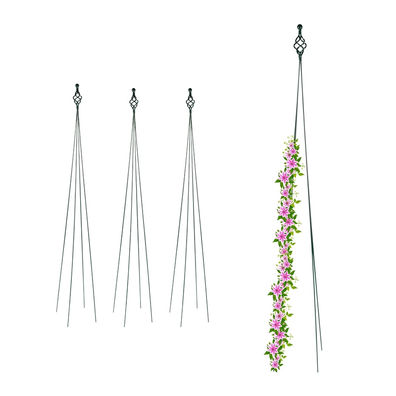 Relaxdays Trellis Set of 4 4 Legs standing Climbing Plants and Climbing Roses in the Garden, Weatherproof, Metal, Green
