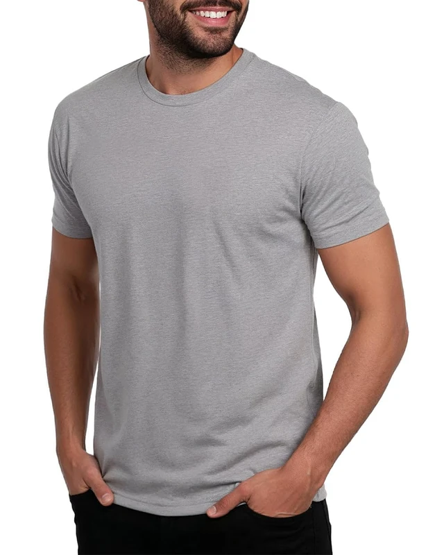 INTO THE AM Mens T Shirt - Short Sleeve Crew Neck Soft Fitted Tees S - 4XL Fresh Classic Tshirts, Grey, XXL