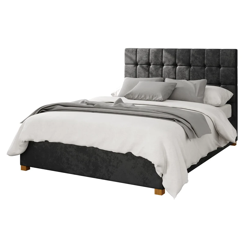 Aspire Beds Ottoman - 24 Square - Mirazzi Velvet - Black - 30