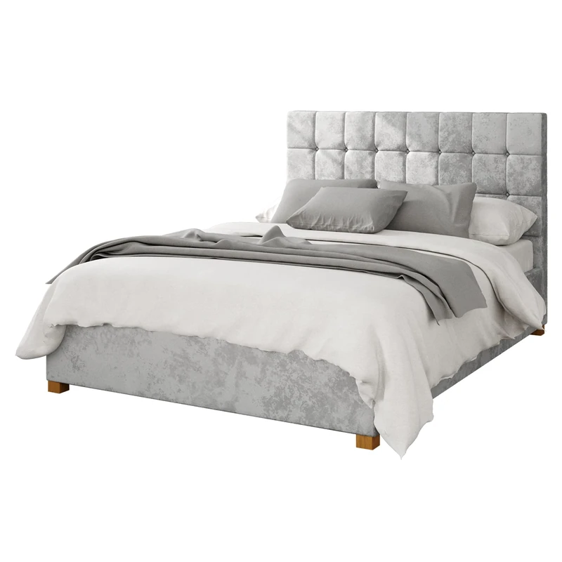 Aspire Beds Ottoman - 24 Square - Mirazzi Velvet - Silver - 60