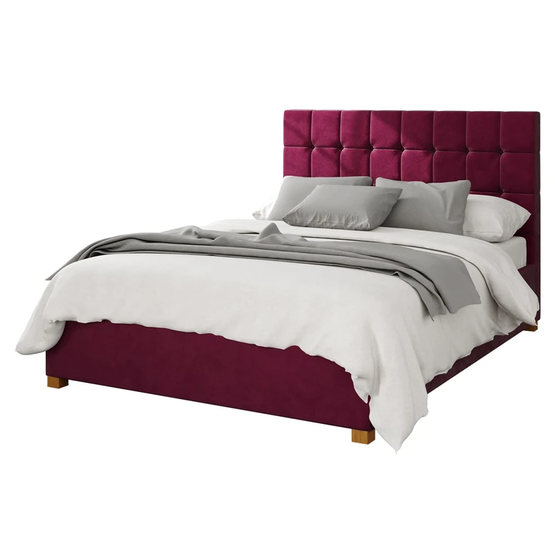 Aspire Beds Ottoman - 24 Square - Plush Velvet - Berry - 30