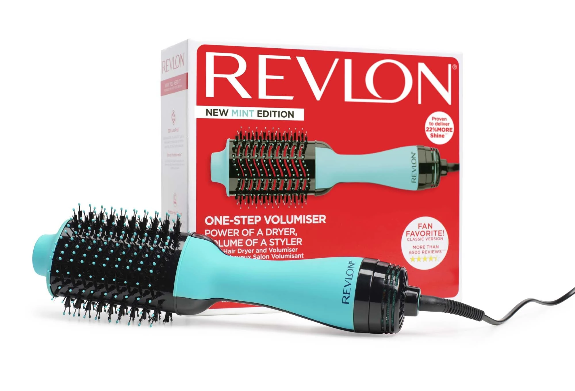 Revlon One-Step Hair Dryer and Volumiser - New Mint Edition (One-Step, 2-in-1 Styling Tool, Ionic and Ceramic Technology, Unique Oval Design, for Mid to Long Hair) RVDR5222MUKE
