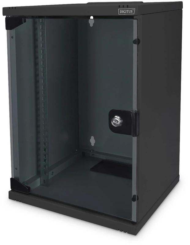 10-inch network set, incl. 9U wall-mounted enclosure, black shelf, PDU, 8-port switch, CAT 6 patch panel