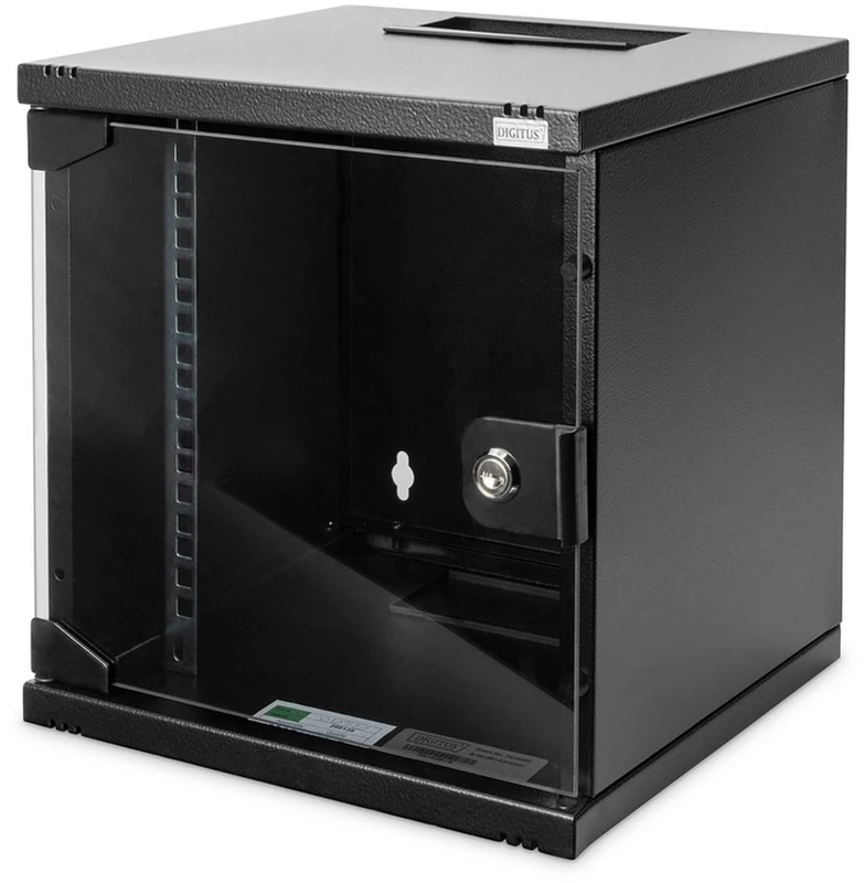 DIGITUS 10-inch set - network cabinet 6U black - shelf - socket strip - 8-port patch panel - 8-port Gigabit switch