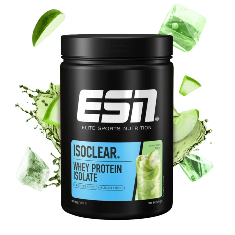 ESN ISOCLEAR Whey Isolate Protein Powder, Green Apple, 908 g, 2 lbs, 30 Servings Clear Whey - Lactose Free