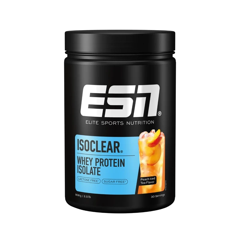 ESN ISOCLEAR Whey Isolate Protein Powder, Peach Iced Tea, 908 g, 2 lbs, 30 Servings Clear Whey - Lactose Free