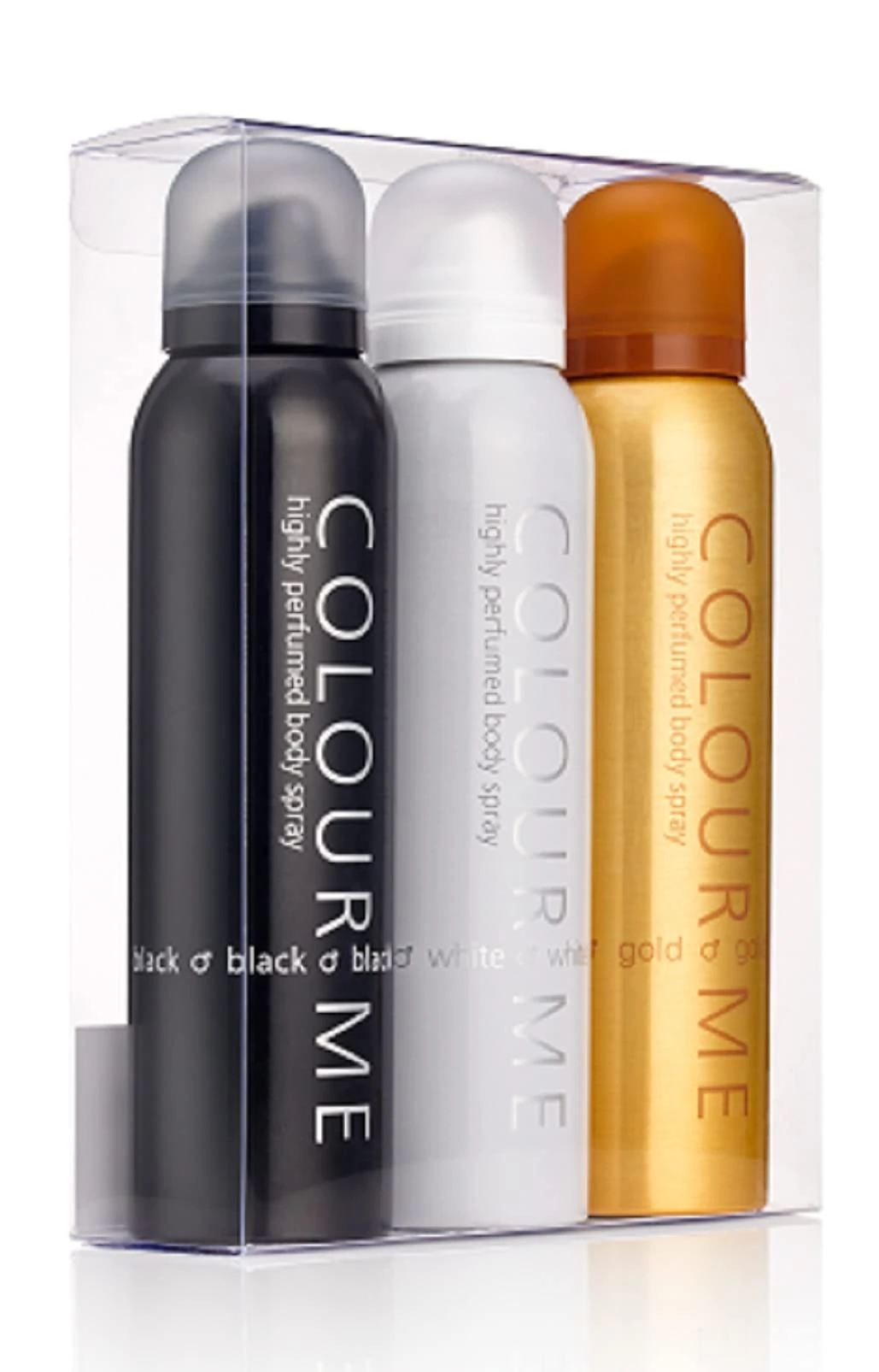 COLOUR ME Black/White/Gold Homme - Triple Pack, Fragrance for Men, 3 x 150ml Body Spray, by Milton-Lloyd