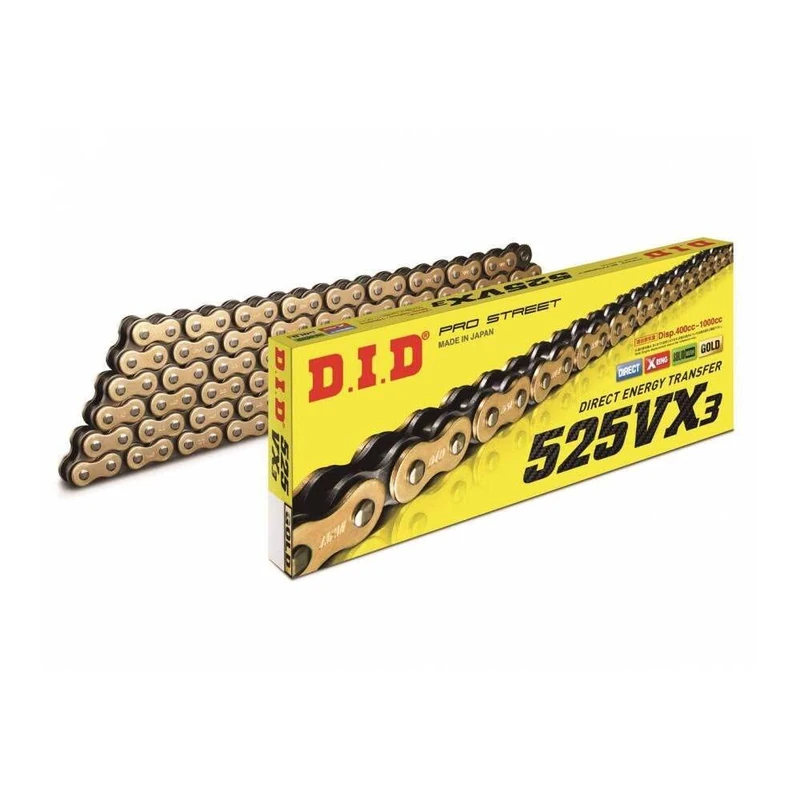 D.I.D Did 534081222 Chain 525Vx3, Gold-Black, Length 122, Links with Rivet Joint, Zj - Image 1
