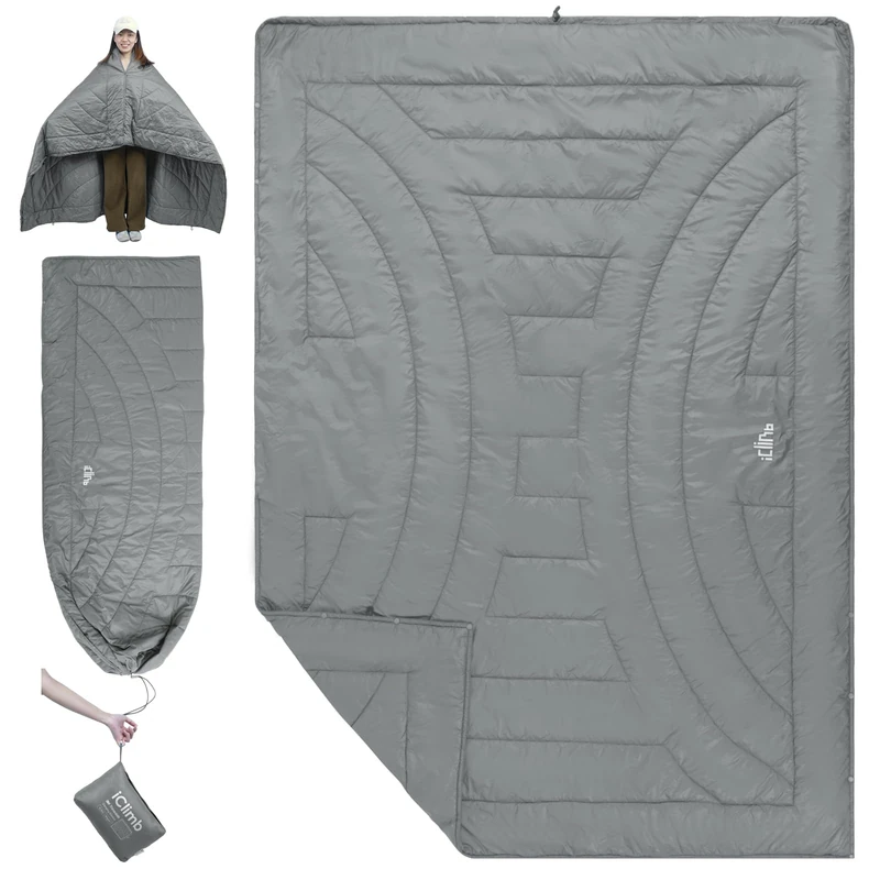 iClimb 3M Thinsulate Insulation Warm Camping Blanket Ultralight Compact (Light Grey)
