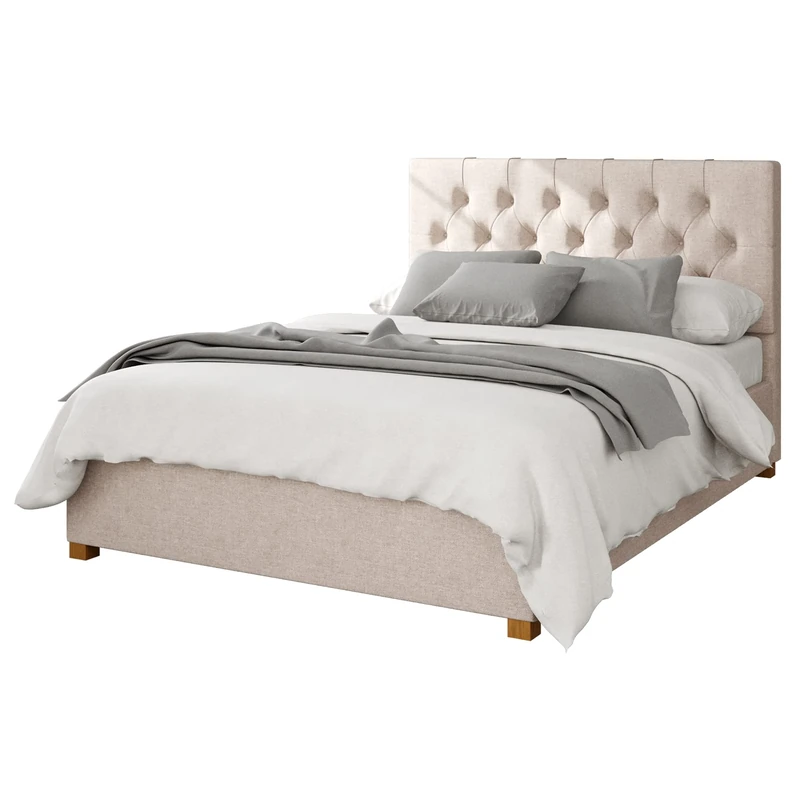 Aspire Beds Ottoman - 6 Diamond - Saxon Twill - Natural - 60