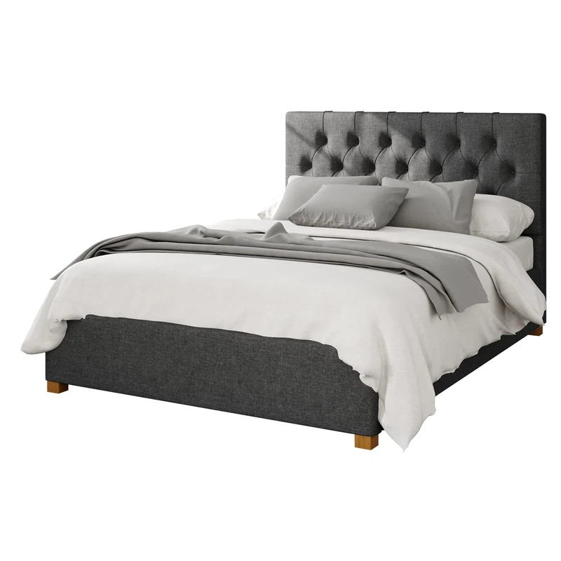 Aspire Beds Ottoman - 6 Diamond - Saxon Twill - Charcoal - 40