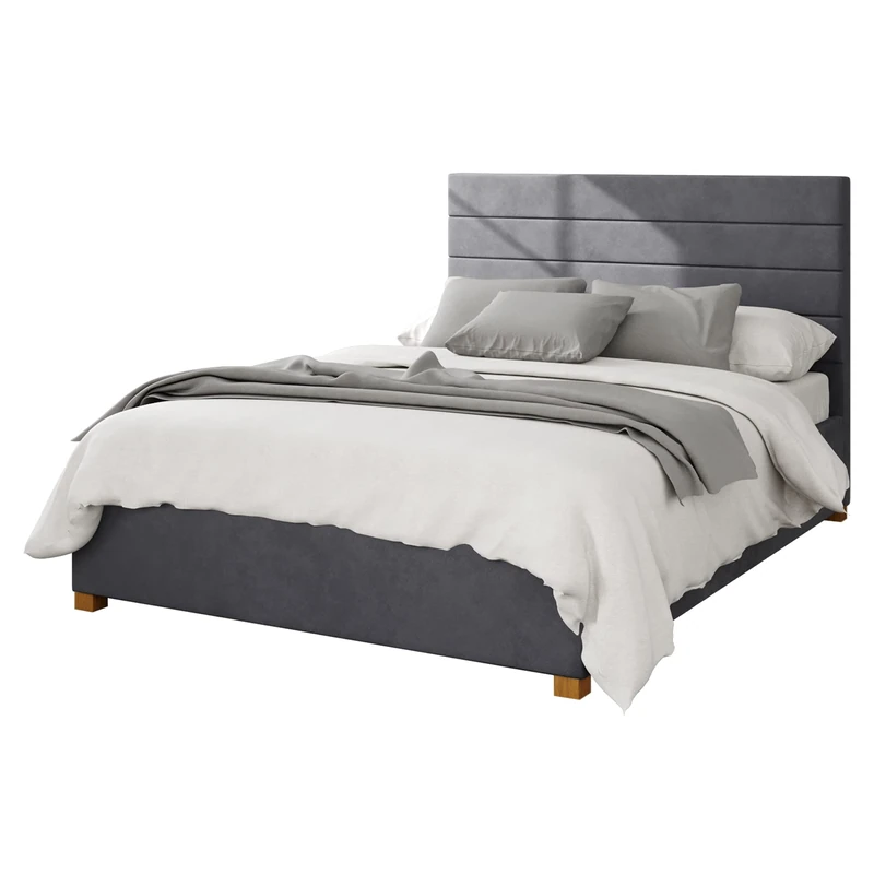 Aspire Beds Ottoman - Hor Ln - Plush Velvet - Steel - 30