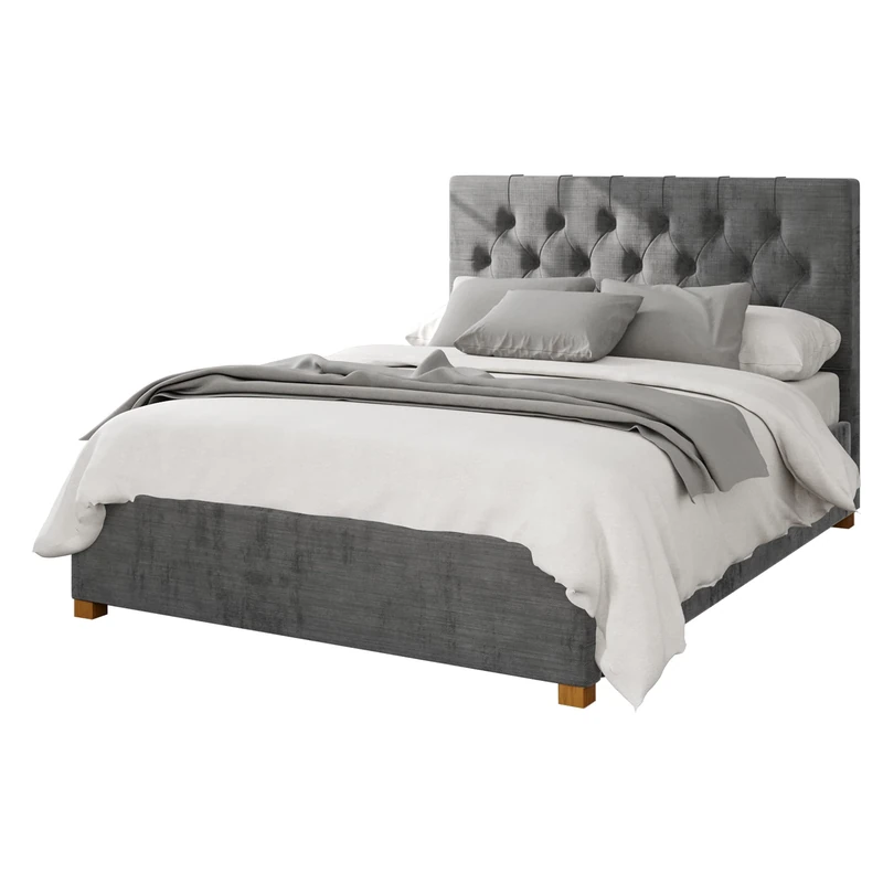 Aspire Beds Ottoman - 6 Diamond - Firenze Velour - Charcoal - 46