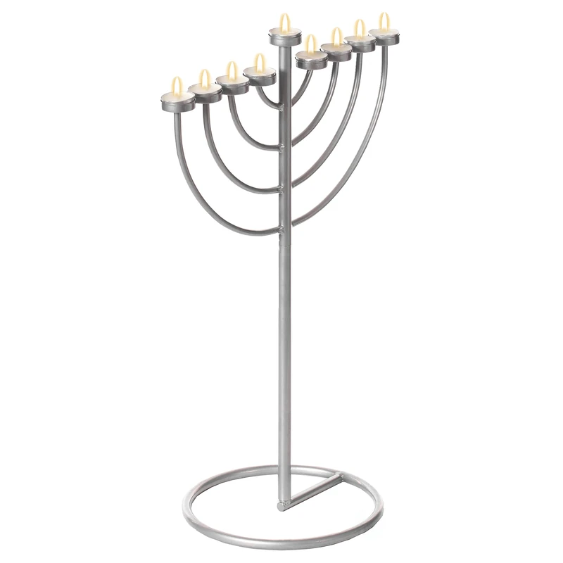 Vintiquewise Modern Silver 9 Branch Lighting Thin Pipe Hanukkah Menorah, Metal-Aluminum (Small), (QI004118.SI.S)