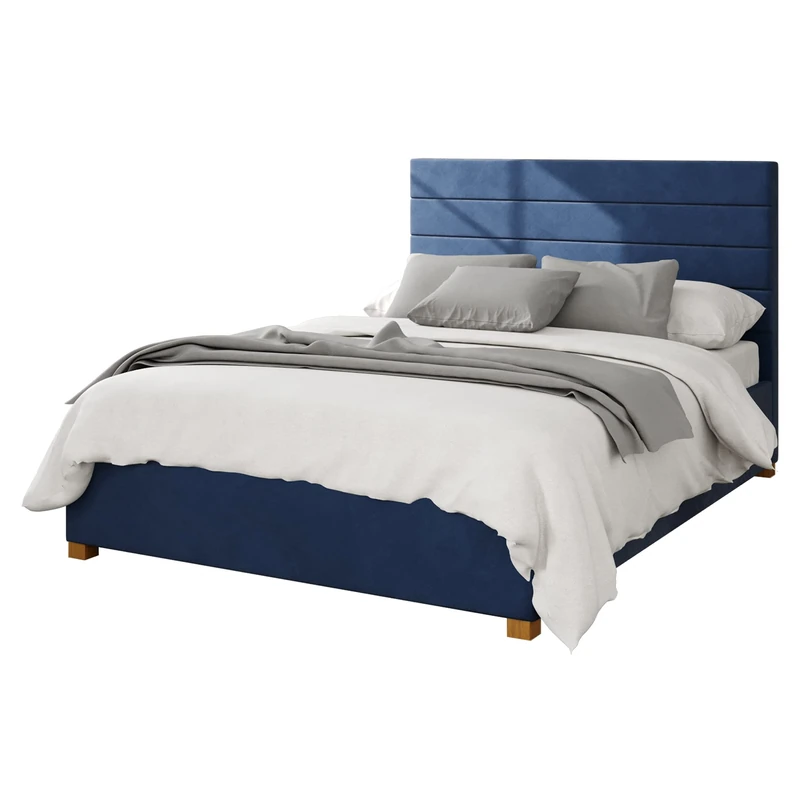 Aspire Beds Ottoman - Hor Ln - Plush Velvet - Navy - 40