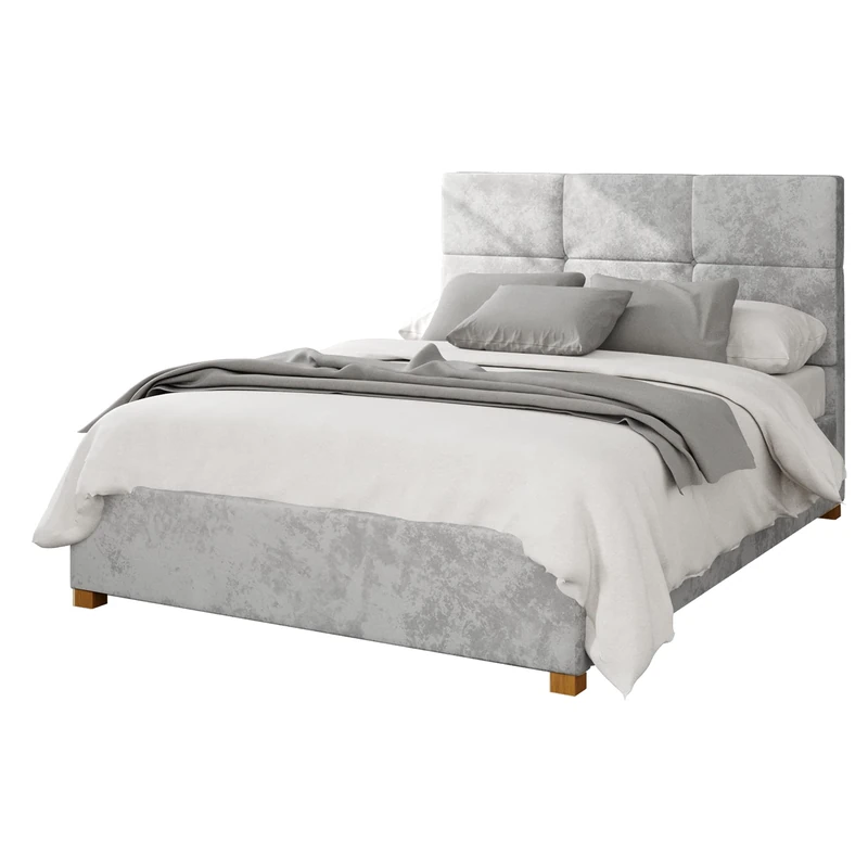 Aspire Beds Ottoman - 6 Square - Mirazzi Velvet - Silver - 60