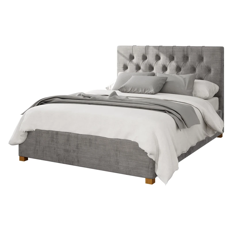 Aspire Beds Ottoman - 6 Diamond - Firenze Velour - Silver - 40