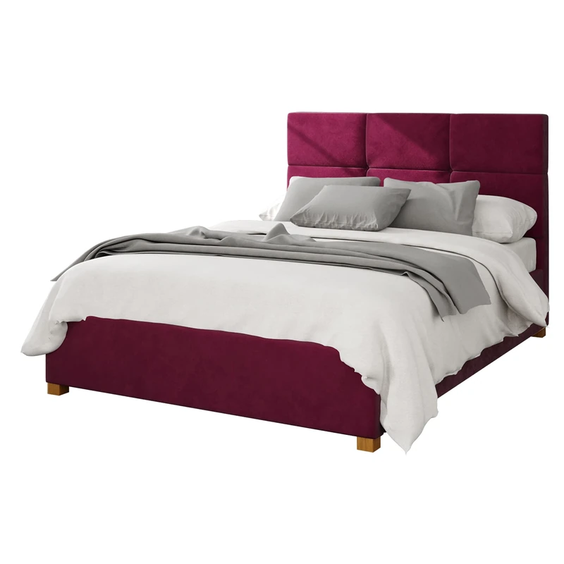 Aspire Beds Ottoman - 6 Square - Plush Velvet - Berry - 30