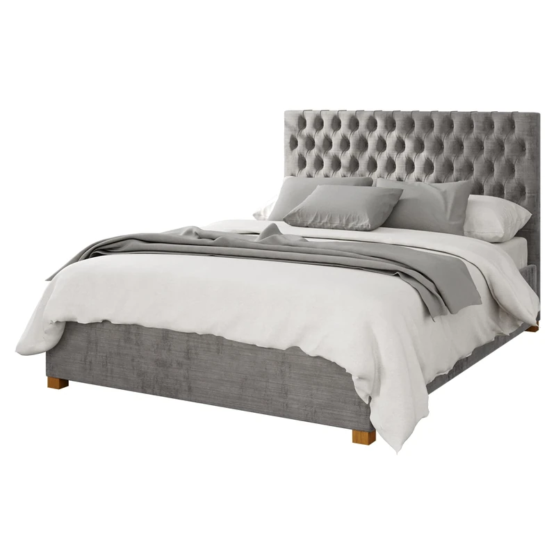 Aspire Beds Ottoman - 48 Diamond - Firenze Velour - Silver - 50