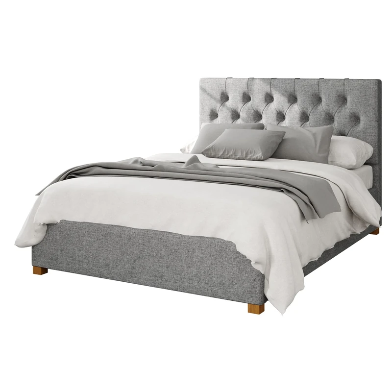 Aspire Beds Ottoman - 6 Diamond - Saxon Twill - Grey - 60