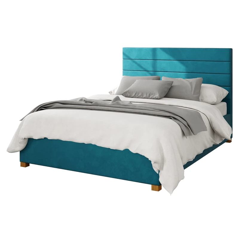 Aspire Beds Ottoman - Hor Ln - Plush Velvet - Teal - 30