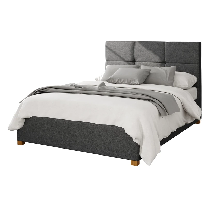 Aspire Beds Ottoman - 6 Square - Saxon Twill - Charcoal - 30