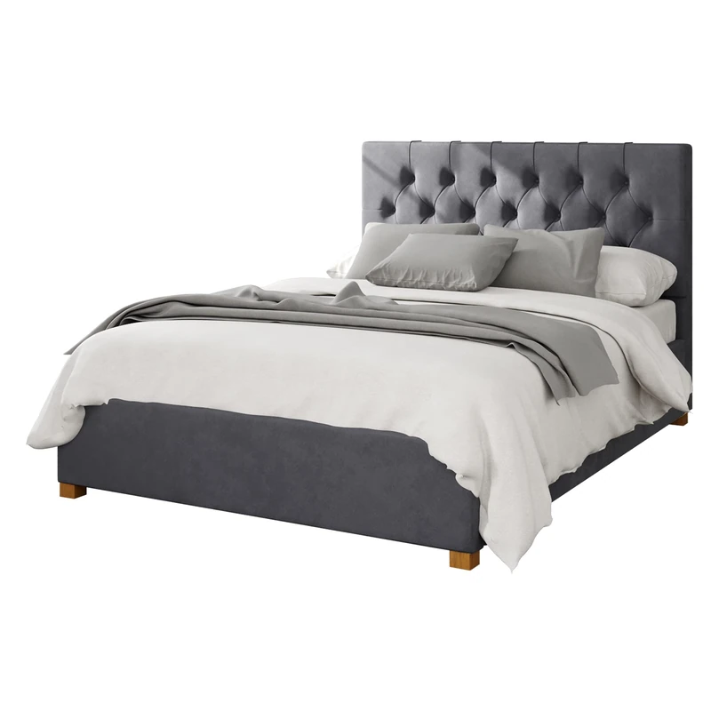 Aspire Beds Ottoman - 6 Diamond - Plush Velvet - Steel - 40