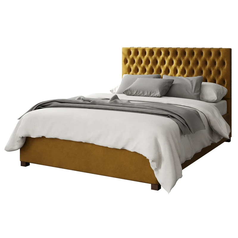 Aspire Beds Ottoman - 48 Diamond - Plush Velvet - Ochre - 30