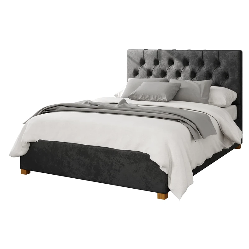 Aspire Beds Ottoman - 6 Diamond - Mirazzi Velvet - Black - 46