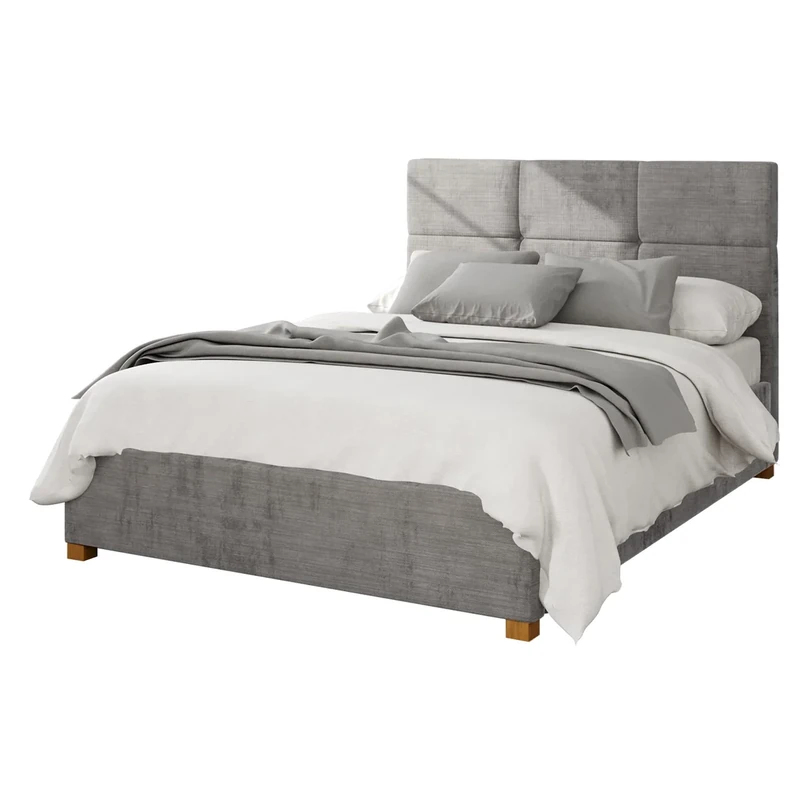 Aspire Beds Ottoman - 6 Square - Firenze Velour - Silver - 50