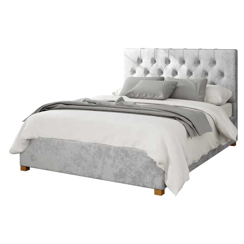 Aspire Beds Ottoman - 6 Diamond - Mirazzi Velvet - Silver - 50