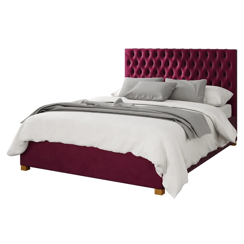 Aspire Beds Ottoman - 48 Diamond - Plush Velvet - Berry - 40